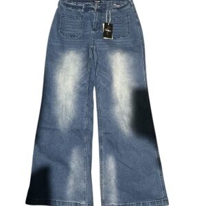 Flamingals Wide-leg Jeans with Front Pockets